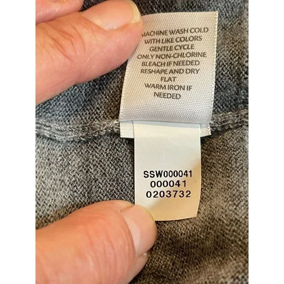 J Jill Sweater Women Size XS* Merino Wool Long Sleeve V Neck Marled Gray Lightwt - Picture 6 of 9